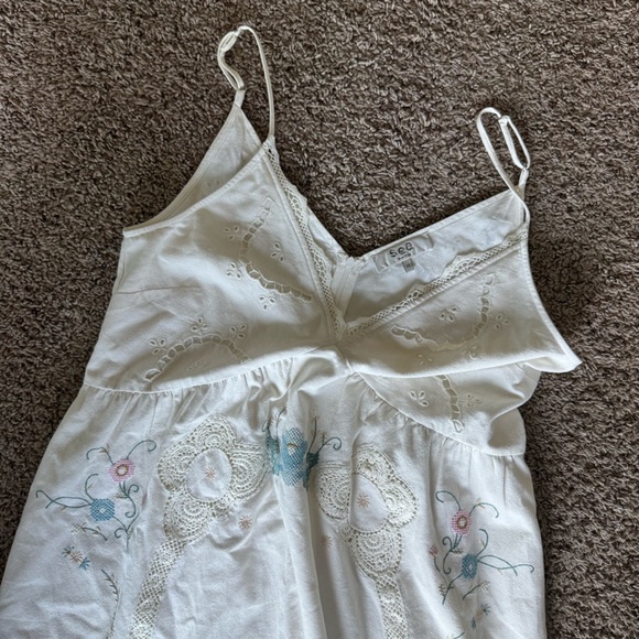 Sea Biscuit Sea New York VESNA DRESS WHITE Blue and Pink Embroidery - Picture 6 of 9